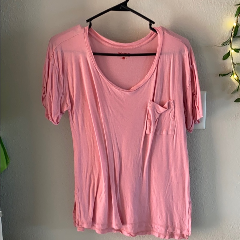 BONGO Pink Loose-fitted Front-Pocket Tee